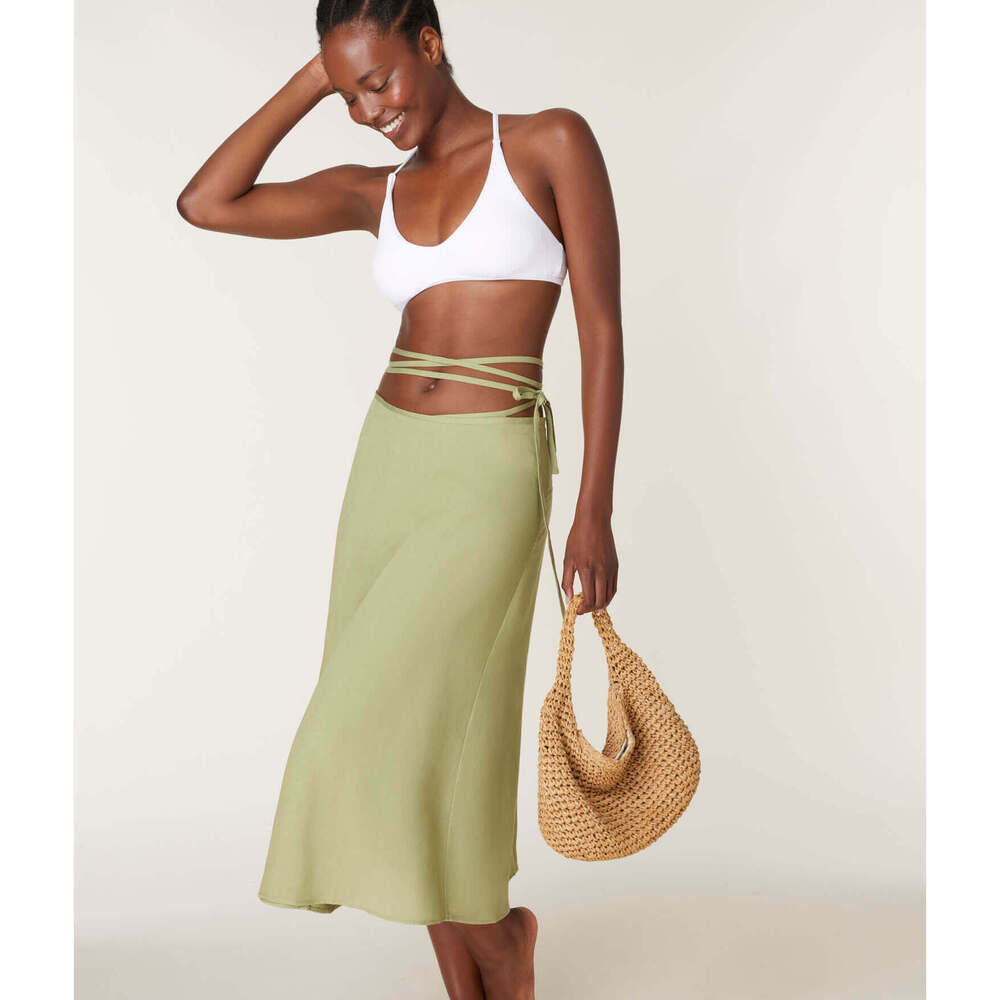 Andie The Tavira Skirt  - Linen - Ivy (Archive) Size S-MIVY / S-M